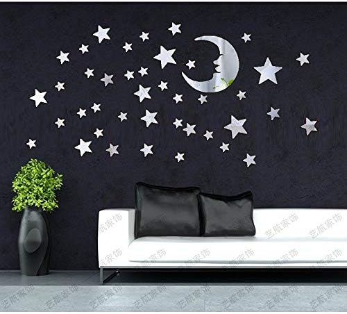 Русалка-Рефлексен Стикер на Стената 20 и 53 Срар + Луна и Звезди Стикери за Стена за Спалнята на Момичетата, Декорация