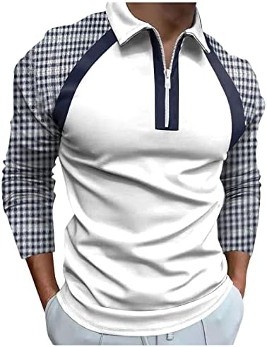 BEUU 2022 Нови Мъжки Ризи Поло С Дълъг ръкав 1/4 джоб С деколте Блузи За Голф Райе В стил Мозайка с принтом Хаундстут Дизайнерска Риза