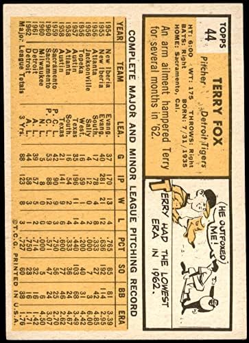 1963 Topps 44 Тери Фокс Детройт Тайгърс (Бейзболна карта) в Ню Йорк+ Тайгърс