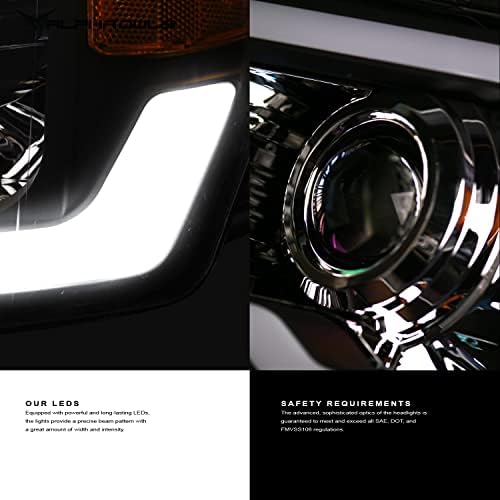 Проекторные Фарове Alpha Owls 8711477 С DRL Бяла U-Образна led лента Halo Light Bar - Черен Подходящ За Chevy Malibu