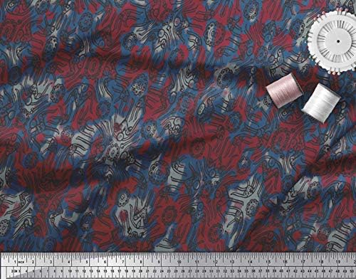 Памучен трикотажная плат Soimoi с флорални и мароканския дамасским принтом, плат ширина 58 см