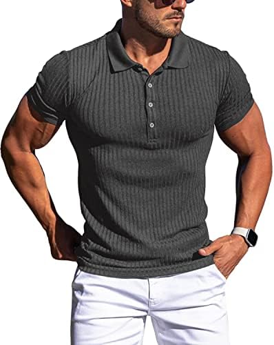 Мускулести Polo Ризи за Мъже, плътно Прилепнали Ризи за Голф с Къс Ръкав, Мъжки Ризи Суха Засаждане, Ежедневни Стилни