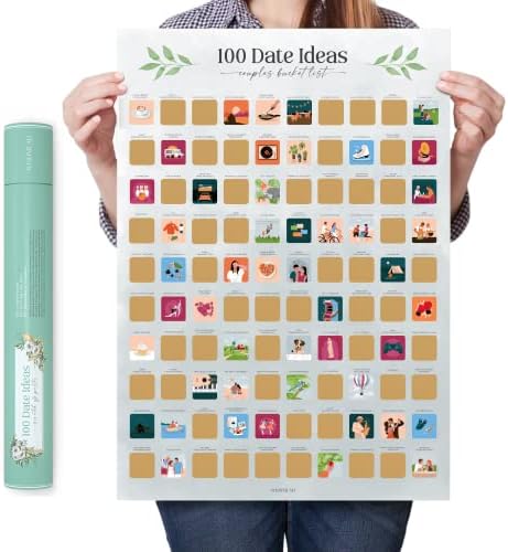 Скреч плакат WISHMEAD на 100 посещения - Списък с желания Идеи за игри за двойки на нощ срещи - Сватбени подаръци за