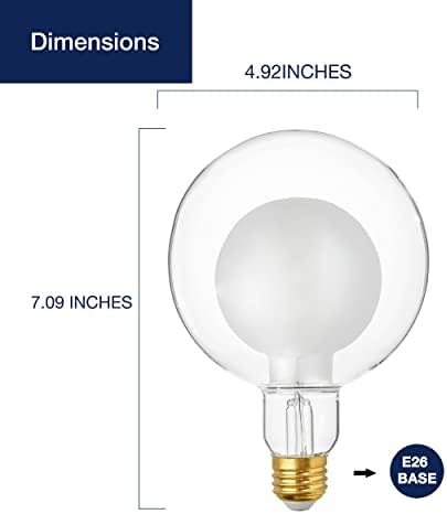 FLSNT Globe LED Големи лампата на Едисон, 2700K, Мек бял, с регулируема яркост, 7 W (еквивалент на 40 Вата), 400LM, Цокъл