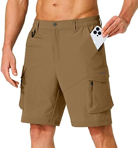 Мъжки Туристически Панталони-Карго бързо съхнещи Леки Пътни къси Панталони с много Джобове за Риболов, Къмпинг Голф
