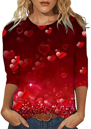 Тениска PEIMENG в Свети Валентин, на Женската Риза с ръкав Седем Четвърти, тениски с 3D Принтом, Празничен Модел, Ежедневни
