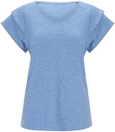 Дамски Терморубашки с имитация на шията и дълъг Ръкав, Дамски Лятна Горната Риза С Къдри, Тениска с V-образно деколте, Блуза