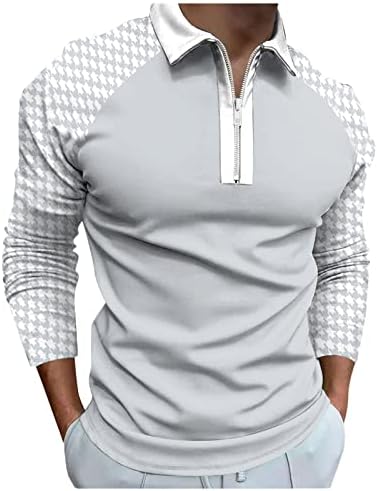 XXBR Мъжки Ризи Поло с цип, 2022 Нова Мъжка Риза С Дълъг Ръкав, Геометрични Лоскутные Блузи За Голф с цип, Ежедневни