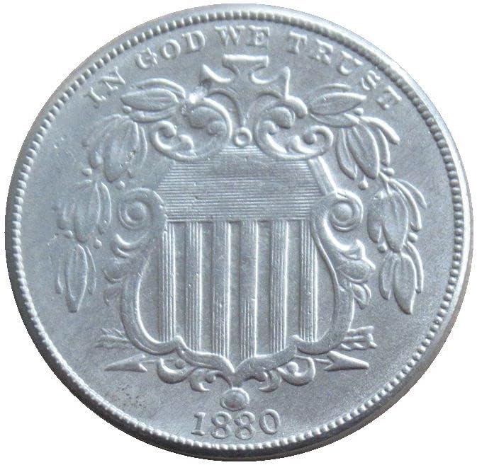Американски щит (1866-1883) 5-центовая Медно- Никелова Чуждестранна Възпоменателна монета-копие