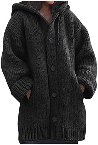 Basysin Пуловери с дълъг ръкав Дамски Топли и Удобни Пуловери Копчета Отпред Хелоуин Плюс Размер Работа Плътен Цвят Хладно