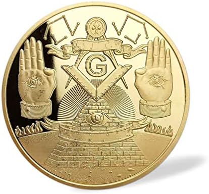 Монета Масонского повикване Позлатен за 3D дизайн на Масонската монети с Футляром