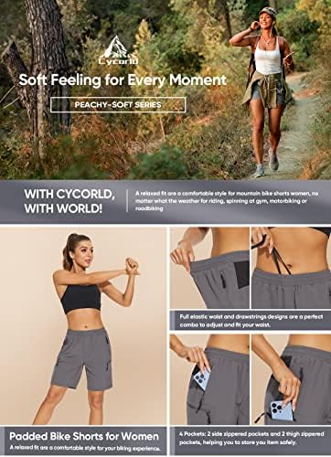 Cycorld Women-Шорти за планински Велосипеди с 3D Хастар, Свободен, Намаляване, Дишащи МТБ-Велосипедни къси панталони