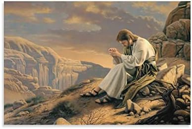 Исус Христос, Молящийся в Пустинята, Плакат, Картина, монтиран на стената арт Принт, Плакат с Исус, Декорация за дома
