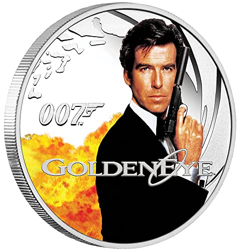 2022 ДЕ Джеймс Бонд 007 PowerCoin Златни Очи на Агент 007 Сребърна Монета От 50 Цента Тувалу 2022 Доказателство