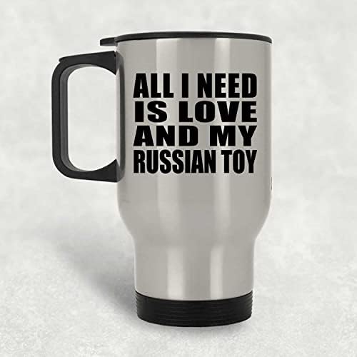 Designsify Всичко, което ми трябва, Е Любовта И Моята Руска Играчка, Сребърен Пътна Чаша 14 грама, на Изолиран Чаша от Неръждаема Стомана, Подаръци за Рожден Ден, Годишнина