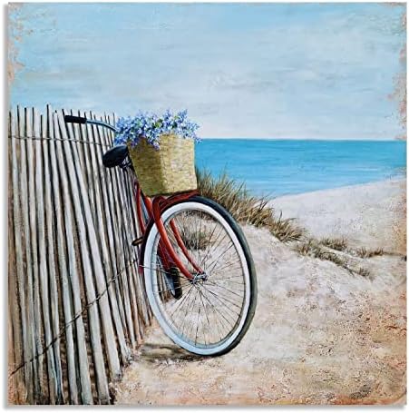 GALLERIEWALLA Плажна Тема Платно Стенно Изкуство - Стол с Чадър от Слънцето върху Пясъка Художествена Живопис