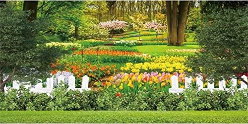 Yeele 15x8ft Пролетта Природен Пейзаж на Фона на Градински Цветя, Дървета, Огради Фон За Снимки Сватба, Рожден Ден Украси
