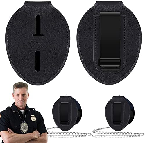 Титуляр полицай икона в опаковка от 3 теми с Веригата на врата му, Черни Кожени Универсални Поставки за Икони, Колан,