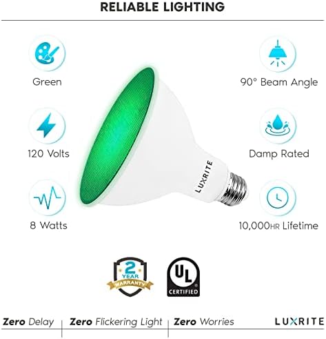 Led лампа прожекторного зелена светлина LUXRITE LED PAR38, 8 W (което се равнява на 45 W), Зелена led лампа Прожекторного