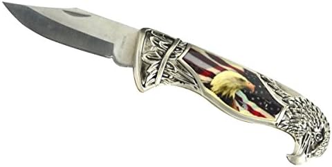 Съкровище Гуру Флаг на САЩ и Американският Белоглав Орел е Сгъваем Джобен Нож във Формата На Главата с Подарък Кутия