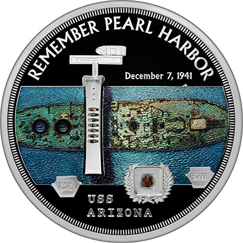 2021 DE USS Arizona PowerCoin От Майлс Стэндиша 5 Грама Сребърна монета 25 $ Palau 2021 Proof