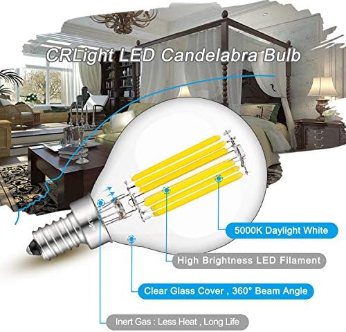 CRLight 6 W Led лампа-Канделябр с регулируема яркост 5000 До Дневна светлина в Бял цвят, 65 W Еквивалент на 650ЛМ E12