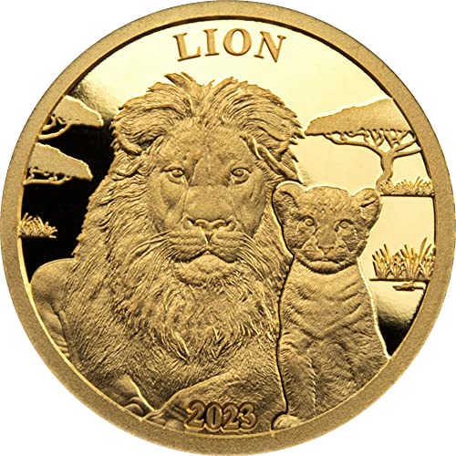 2023 Малка Златна монета PowerCoin Лъв 10 Франка Бурунди 2023 0,5 Гр Proof