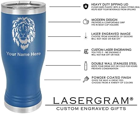 Чаша LaserGram Pilsner с Вакуумна изолация на 20 мл, Туба, пълна Индивидуална Гравиране (тъмно синя)