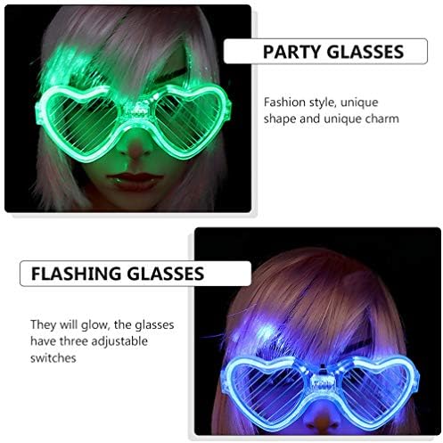 NUOBESTY 8 бр., Led Очила във формата на сърце, Загорающиеся Слънчеви Очила за Партита 2021, Очила честита Нова Година,