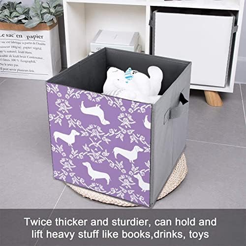Nudquio Такса за Цветя Сгъваеми Кутии За Съхранение на Кучета Сгъваеми Кутии Текстилен Куб Прост Органайзер с Дръжки