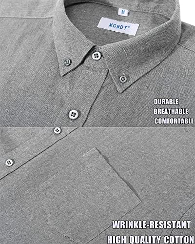 Мъжки ризи MGWDT, Оксфорд Риза с копчета и дълъг ръкав, Класическа в памучна Блуза, Устойчив На бръчки