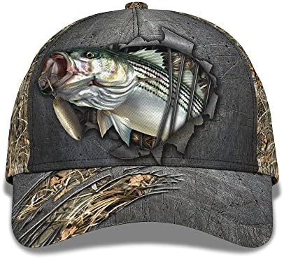 Риболовна бейзболна шапка за Рибар 3D с индивидуален име, Шапка с Камуфляжным басовым дизайн, Един Размер