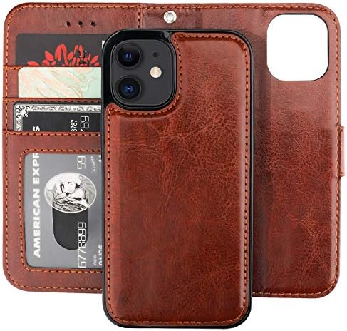Bocasal е Съвместим с iPhone 12 Мини Чанта-портфейл с държач за карти от Изкуствена Кожа, Магнитна Подвижна Поставка,